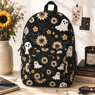 Summer Goth Geister und Sonnenblumen Spooky Bedruckter Rucksack