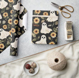Summer Goth Geister und Sonnenblumen Spooky Geschenkpapier