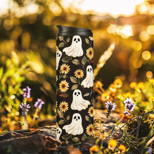 Summer Goth Geister und Sonnenblumen Spooky Thermosbecher (Von Creator hochgeladen)