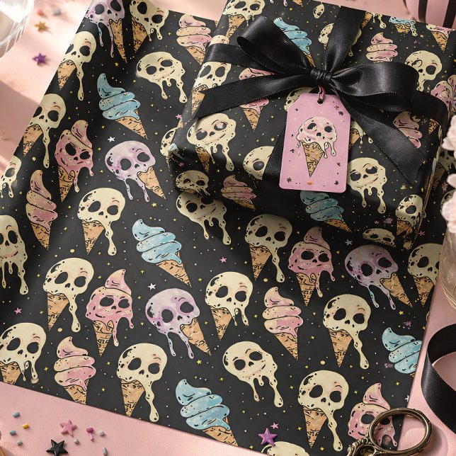 Summer Goth Skulls Eiscreme Spooky Geschenkpapier (Von Creator hochgeladen)