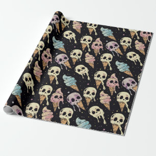 Summer Goth Skulls Eiscreme Spooky Geschenkpapier