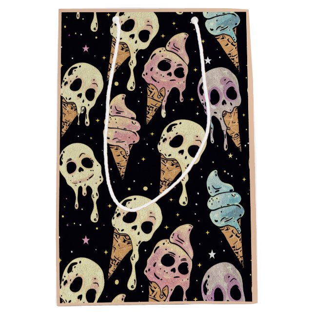 Summer Goth Skulls Eiscreme Spooky Mittlere Geschenktüte (Vorderseite)