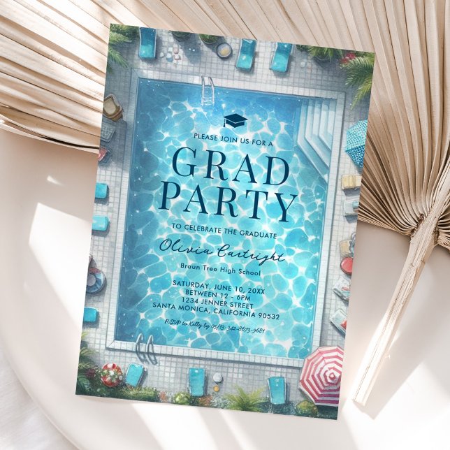 Summer Graduation Pool Party Invitations (Créateur téléchargé)