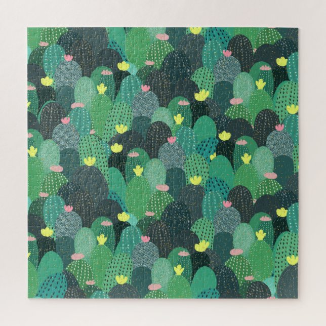 Summer Green Aquamarin Cactus Gold dots Niedliches (Vertikal)