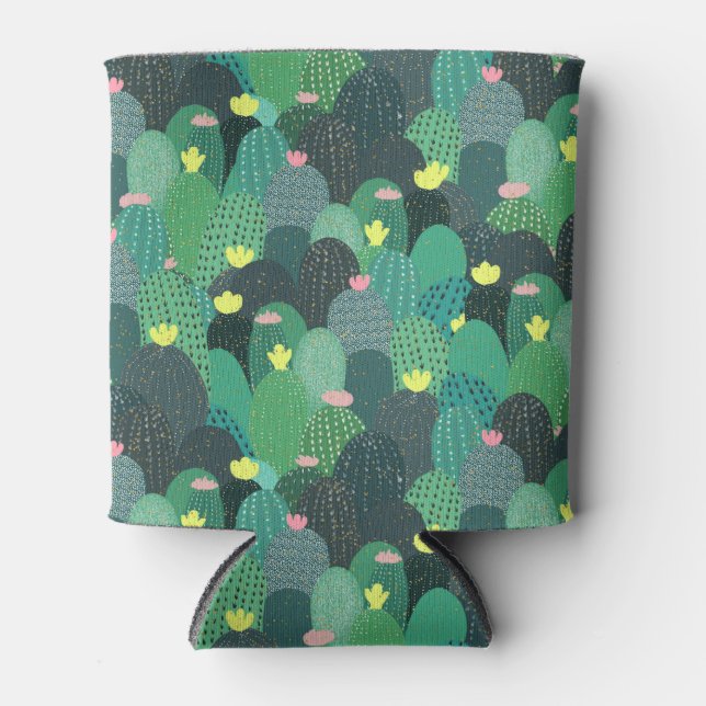 Summer Green Aquamarin Cactus Gold dots Niedliches Dosenkühler (Vorderseite)