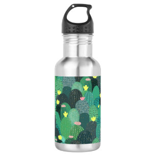 Summer Green Aquamarin Cactus & Gold Punkte Niedli Edelstahlflasche
