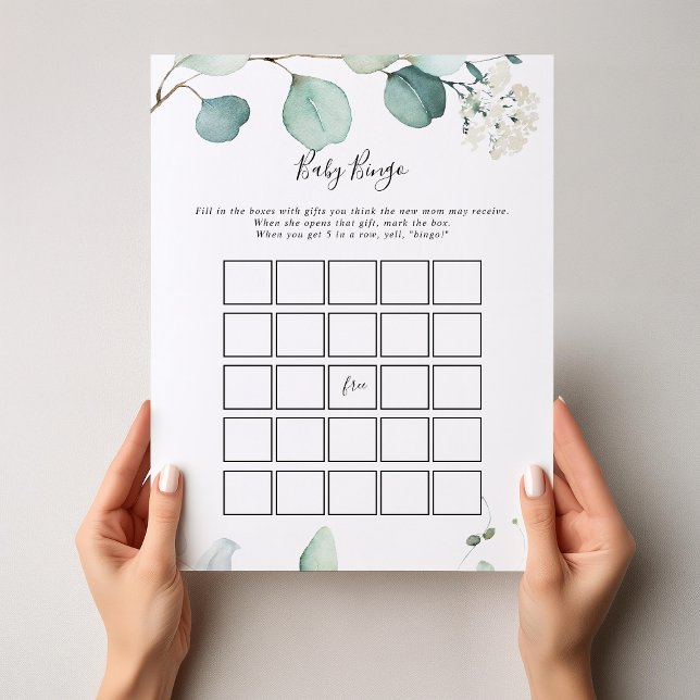 Summer Green Eucalyptus Baby Bingo Duschspiel (Von Creator hochgeladen)