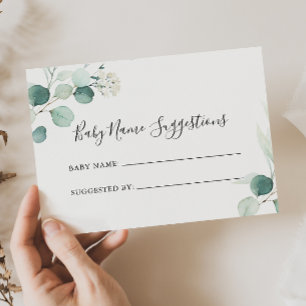 Summer Green Eucalyptus Baby Name Suggestions Card
