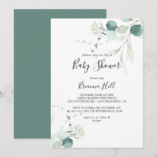 Summer Green Eucalyptus Foliage Baby Dusche Einladung