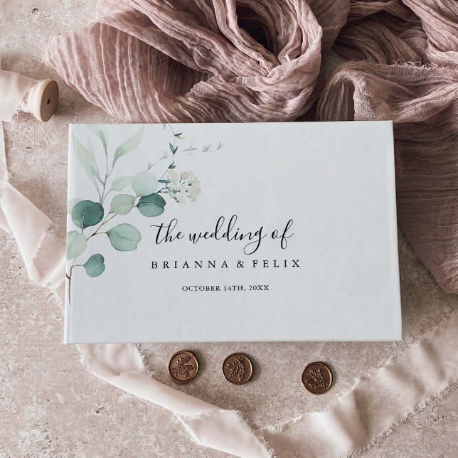 Summer Green Eucalyptus Foliage Wedding Gästebuch (Von Creator hochgeladen)