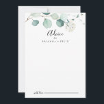 Summer Green Eucalyptus Foliage Wedding Hinweiskarte<br><div class="desc">Dieses Sommer grüne eucalyptus foliage Hochzeitsratgeber Karte ist perfekt für eine einfache Hochzeit. Das Design zeichnet sich durch hübsche handbemalte Aquarell-grüne Eukalyptus-Blätter aus und inspiriere natürlichen Charme. Diese Karten sind ideal für Hochzeiten, Brautparty, Babydusche, Graduiertenfest u.v.m. Personalisieren Sie die Karten mit den Namen der Braut und Bräutigam, den Eltern, die...</div>