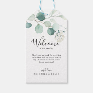 Summer Green Eucalyptus Foliage Wedding Willkommen Geschenkanhänger
