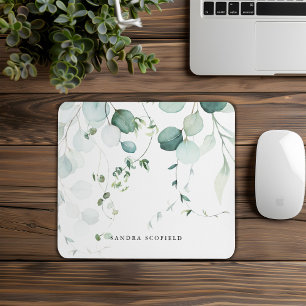 Summer Green Eucalyptus Leaf Personalized Simple Mousepad