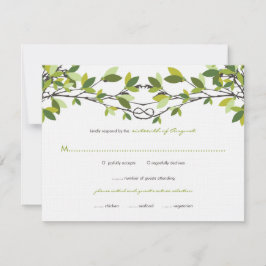 Summer Green Knotted Liebe Trees Wedding RSVP Card Karte