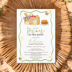 Summer green Picnic in der Parkfamilie Wiedersehen Einladung