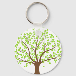 Summer Green Tree Button Schlüsselanhänger
