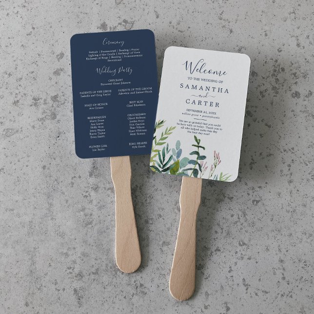 Summer Greenerity Wedding Program Fan Fächer (Von Creator hochgeladen)