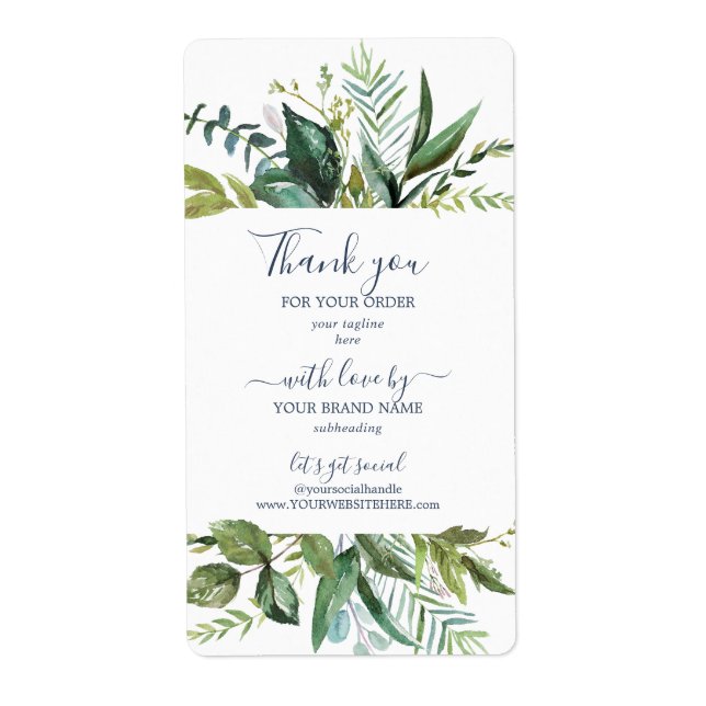 Summer Greenery Business Shipping Labels (Vorne)