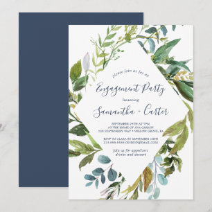 Summer Greenery Diamond Wreath Engagement Party Einladung