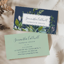 Summer Greenery | Navy Business Card