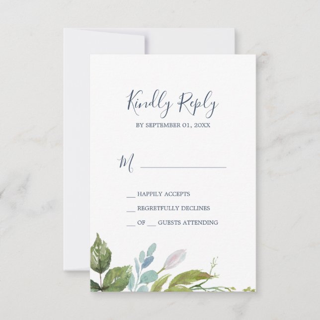 Summer Greenery Simple RSVP Card Karte (Vorderseite)