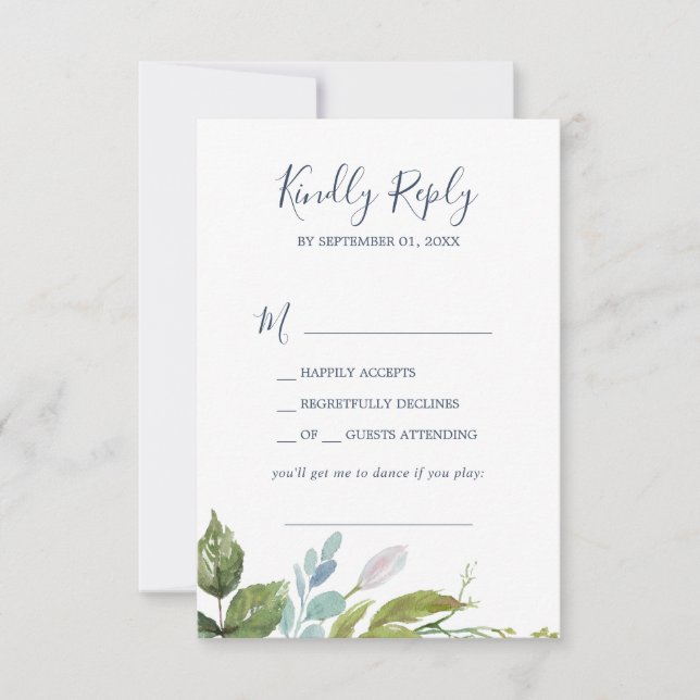 Summer Greenery Song Request RSVP Card Karte (Vorderseite)