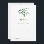 Summer Greenery Wedding Hinweiskarte<br><div class="desc">Die Hochzeitsratenkarte im Grünen ist ideal für eine elegante Hochzeit im Sommer und kann für jede Veranstaltung verwendet werden. Das botanische Design besticht durch eine üppige Anordnung von gemalten Aquarelleukalyptusfarben, Grünpflanzen und grünen Blätter mit subtilen Blumenzwiebeln in Rosa. Diese Ratschläge können als Gästebuchalternative für Hochzeitsempfang, Brautparty, Babydusche oder Abschlussfeier verwendet...</div>