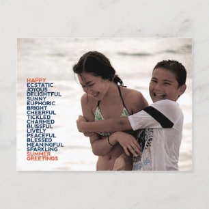 Summer Greetings Adjektive Postkarte
