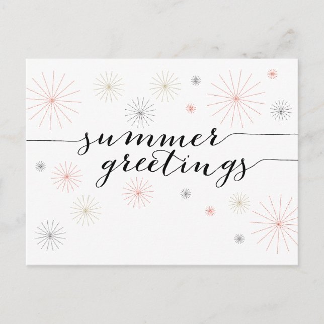 Summer Greetings Fireworks Postkarte (Vorderseite)