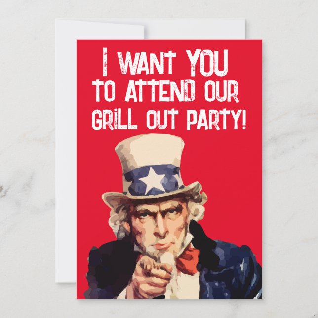 SUMMER GRILL OUT BBQ PARTY ONCLE MÊME INVITATIONS (Devant)
