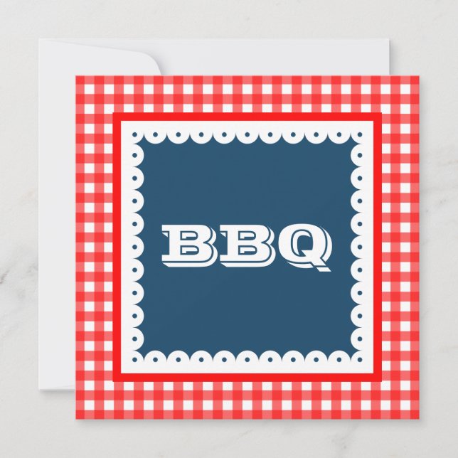 Summer GRILLEN Barbecue Gingham Party Einladungen (Vorderseite)