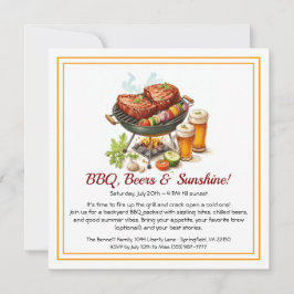 Summer GRILLEN & Beer Party Einladung - Backyard C