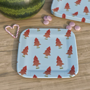 Summer GRILLEN Christmas im Juli Watermelon Tree B Pappteller