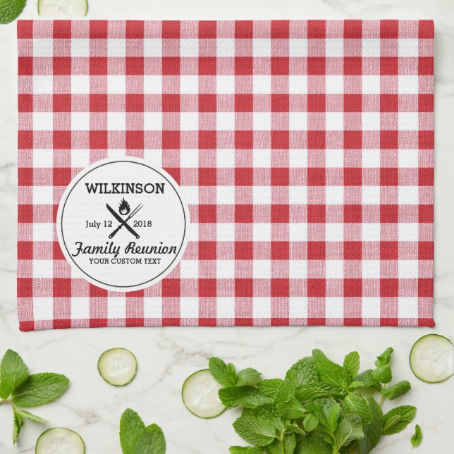 Summer GRILLEN Grill Cookout Wiedersehen Red Gingh Handtuch (Gefaltet)
