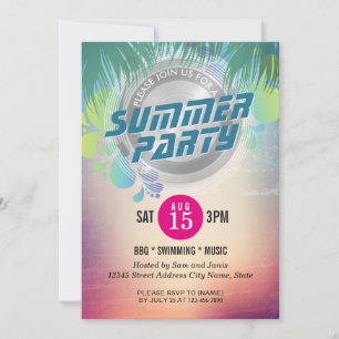 Summer GRILLEN / SWIMMING / MUSIK Party Einladung