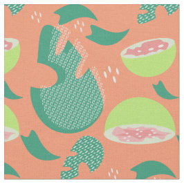 Summer Guava Grüne Muster Orange Pink Green Stoff