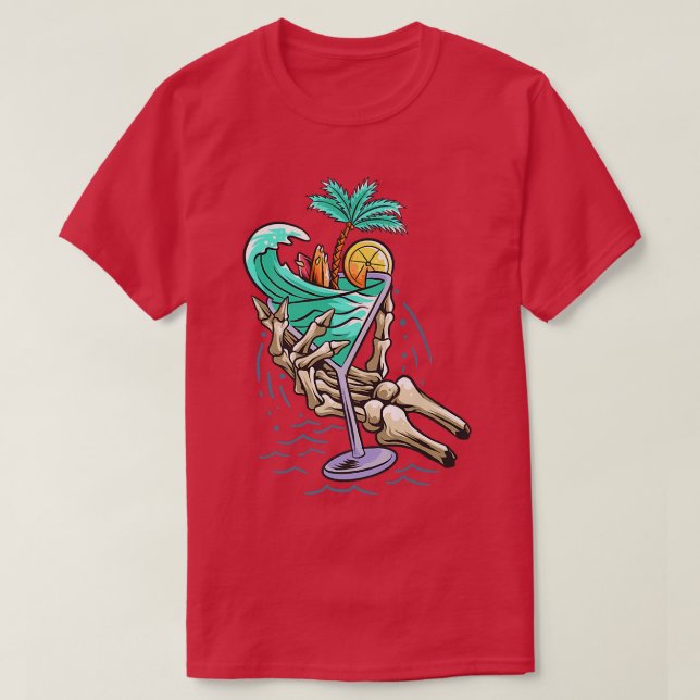 Summer Hand Beach Skeleton Cocktail Summer 2022 Me T-Shirt (Design vorne)