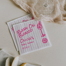 Summer Hand Drawing Pink Baby On Board Baby Dusche