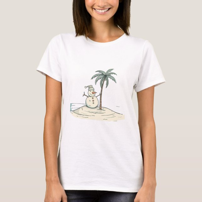 Summer Holiday Snowman Tropical Beach vibe Island  T-Shirt (Vorderseite)
