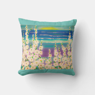 Summer Hollyhock Pillow Kissen
