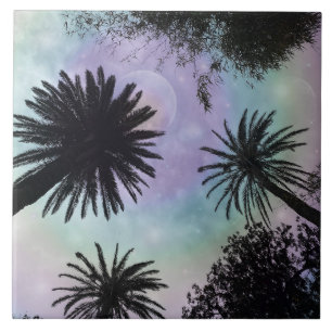 Summer Holographic Gradient Palm Trees Design Fliese