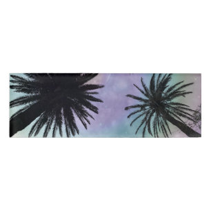 Summer Holographic Gradient Palm Trees Design Namenschild