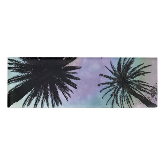 Summer Holographic Gradient Palm Trees Design Namenschild (Vorderseite)