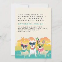 Summer Hund Party Einladung | Anpassbar