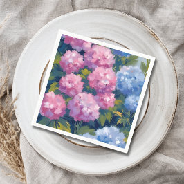 Summer Hydrangeas | Blume an der rosa und blauen K Serviette