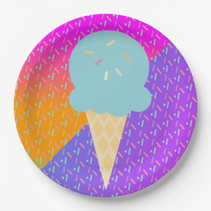 Summer Ice Cream Neon Sprinkles Party Muster Pappteller
