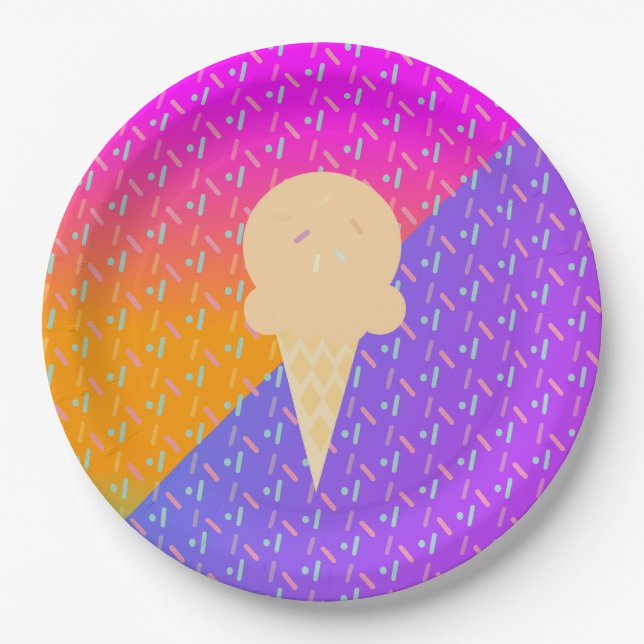 Summer Ice Cream Neon Sprinkles Party Muster Pappteller (Vorderseite)