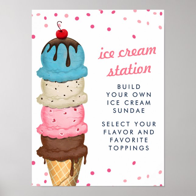 Summer Ice Cream Station Modernes Brautparty Poster (Vorne)