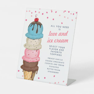 Summer Ice Cream Station Modernes Brautparty Sockelschild