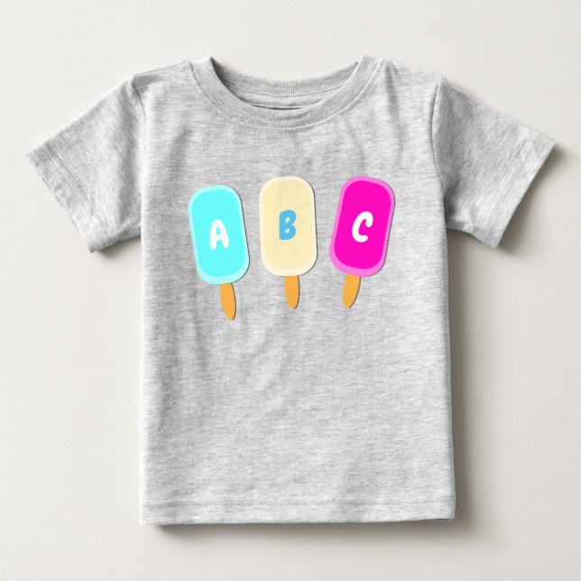 Summer Ice Creme Lollies Alphabet Baby T-shirt (Vorderseite)